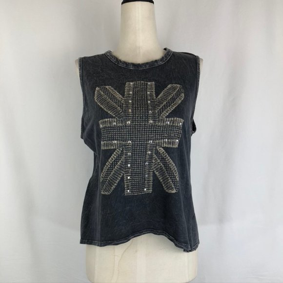 Mauve Brand Stonewash Crop Union Jack Tank